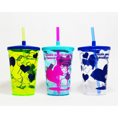 Copo com Tampa e Canudo Santa Dulce